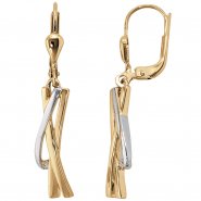 JOBO Ohrh�nger 585 Gold Gelbgold bicolor 2 Diamanten Brillanten Ohrringe Goldohrringe