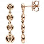 JOBO Ohrh�nger 585 Gold Rotgold 8 Diamanten Brillanten braun Ohrringe Diamantohrringe
