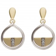 JOBO Ohrh�nger 585 Gold Wei�gold Gelbgold bicolor 6 Diamanten Brillanten 0,02ct.