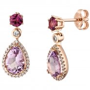 JOBO Ohrh�nger 585 Rotgold 2 Amethyste 2 Rhodolithe 56 Diamanten Brillanten