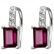 JOBO Ohrh�nger 925 Sterling Silber 2 Rhodolithe 6 Zirkonia Ohrringe