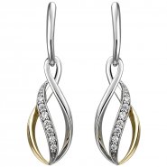 JOBO Ohrh�nger 925 Sterling Silber bicolor vergoldet 14 Zirkonia Ohrringe