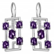 JOBO Ohrh�nger Amethyst 925 Sterling Silber 12 Zirkonia Ohrringe Silberohrringe