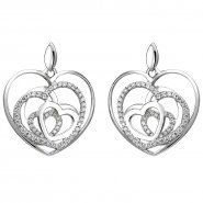 JOBO Ohrh�nger Herzen 925 Silber 114 Zirkonia Ohrringe