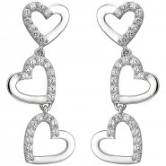 JOBO Ohrh�nger Herzen 925 Silber 52 Zirkonia Ohrringe