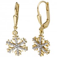 JOBO Ohrh�nger Schneeflocke 333 Gold Gelbgold mit 50 Zirkonia Ohrringe Goldohrringe