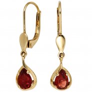 JOBO Ohrh�nger Tropfen 585 Gold Gelbgold 2 Granate rot Ohrringe Granatohrringe
