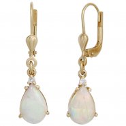 JOBO Ohrh�nger Tropfen 585 Gold Gelbgold 2 Opale 2 Diamanten Ohrringe Opalohrringe