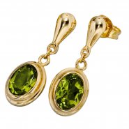 JOBO Ohrh�nger oval 585 Gold Gelbgold 2 Peridote gr�n Ohrstecker Ohrringe