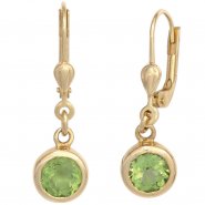 JOBO Ohrh�nger rund 585 Gold Gelbgold 2 Peridote gr�n Ohrringe Boutons Peridot