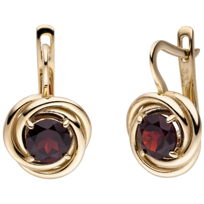 JOBO Ohrh�nger 333 Gold Gelbgold 2 Granate rot Ohrringe Boutons