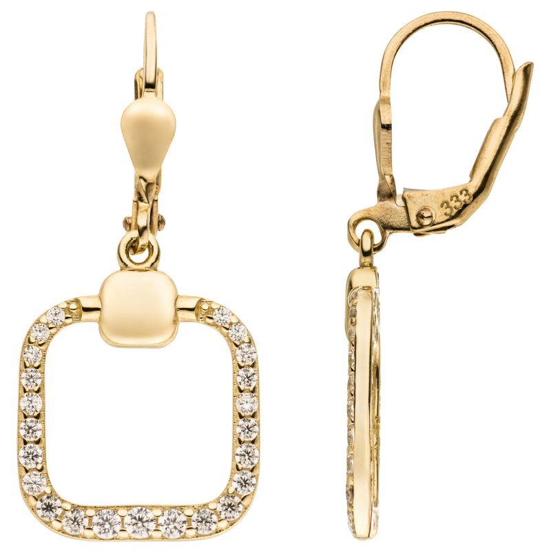 JOBO Ohrh�nger 333 Gold Gelbgold 46 Zirkonia Ohrringe Boutons Goldohrringe