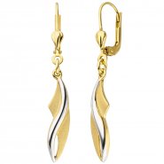 JOBO Ohrh�nger 375 Gold Gelbgold bicolor teil matt Ohrringe Boutons Goldohrringe