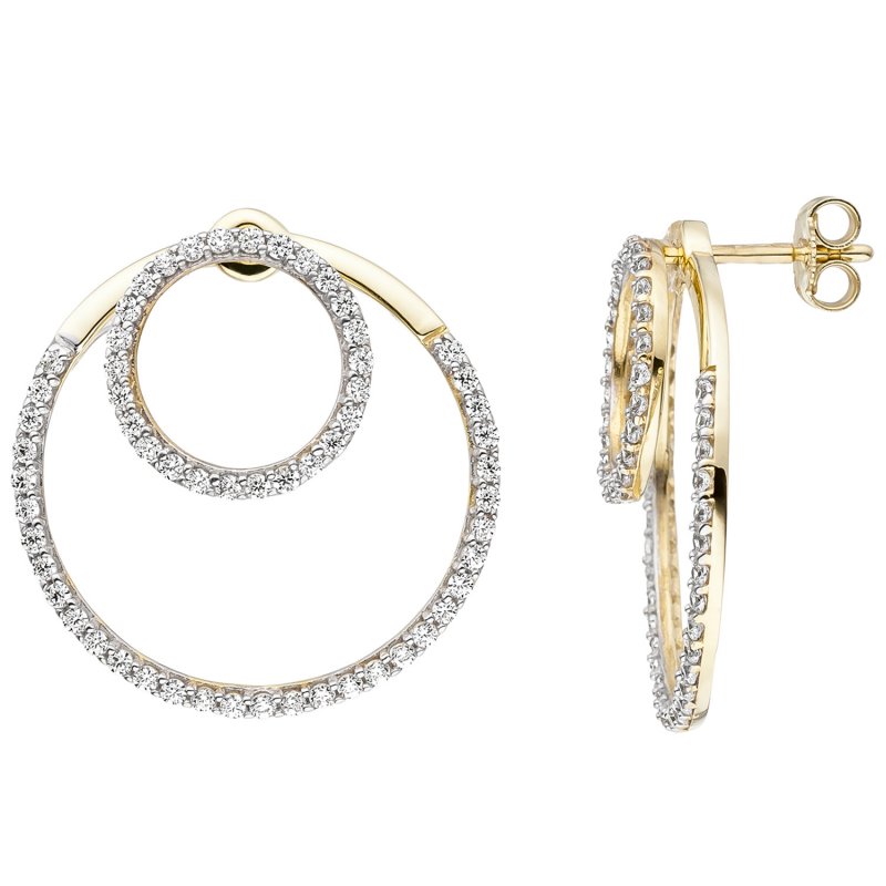 JOBO Ohrh�nger 375 Gold Gelbgold mit 118 Zirkonia Ohrringe Ohrstecker Goldohrringe