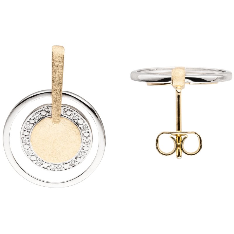 JOBO Ohrh�nger 585 Gelbgold Wei�gold bicolor eismatt 24 Diamanten Brillanten