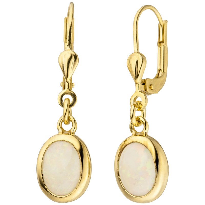 JOBO Ohrh�nger 585 Gold Gelbgold 2 Opale Ohrringe Goldohrringe Opalohrringe