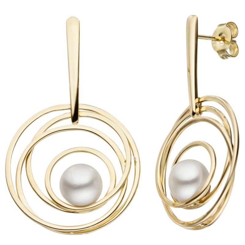 JOBO Ohrh�nger 585 Gold Gelbgold 2 S��wasser Perlen Ohrringe Perlenohrringe