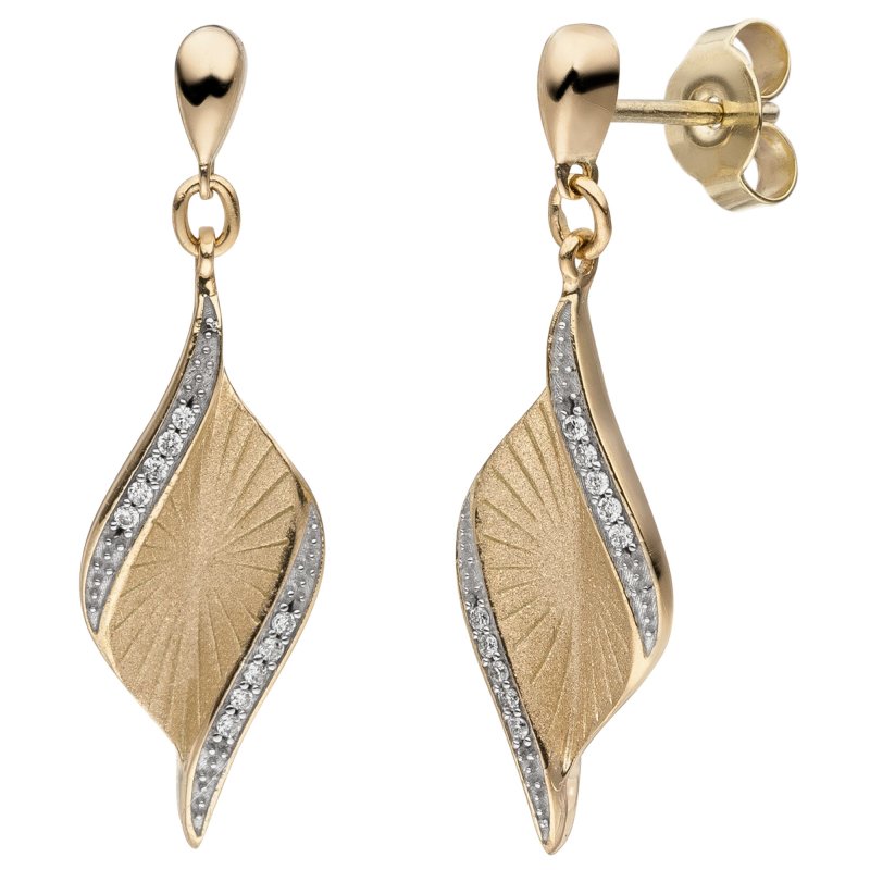 JOBO Ohrh�nger 585 Gold Gelbgold matt 20 Diamanten Brillanten
