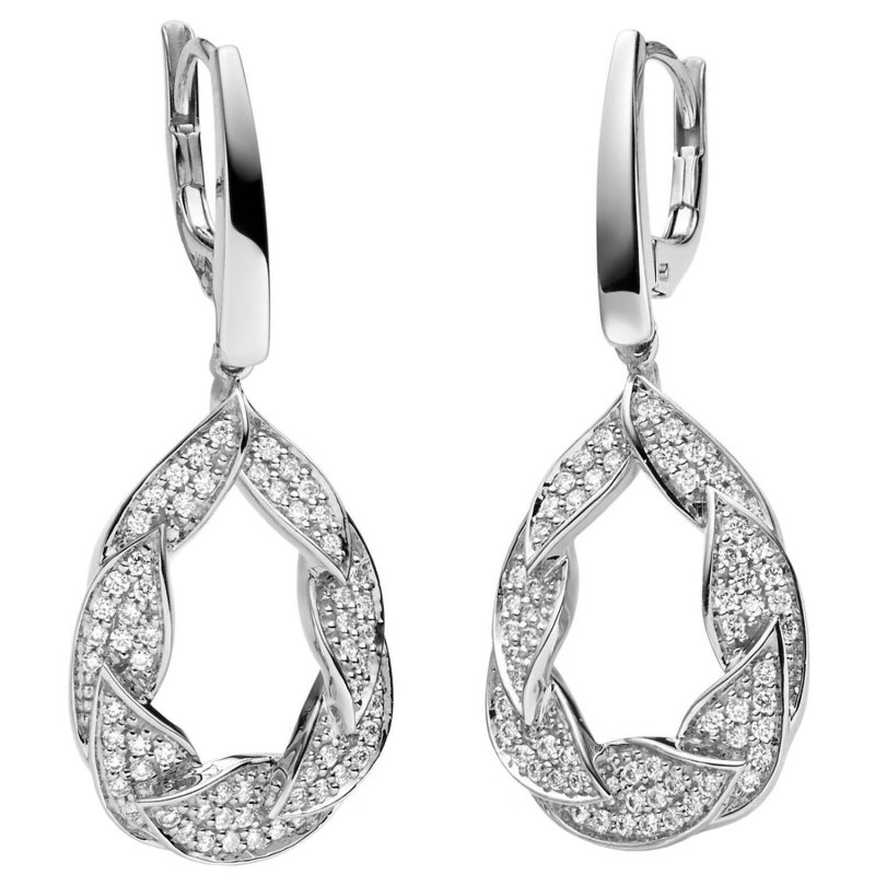 JOBO Ohrh�nger 585 Gold Wei�gold 130 Diamanten Brillanten 0,42ct. Ohrringe Boutons
