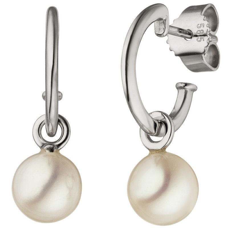 JOBO Ohrh�nger 585 Gold Wei�gold 2 S��wasser Perlen Ohrringe Perlenohrringe