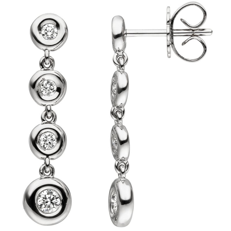 JOBO Ohrh�nger 585 Gold Wei�gold 8 Diamanten Brillanten Ohrringe Diamantohrringe