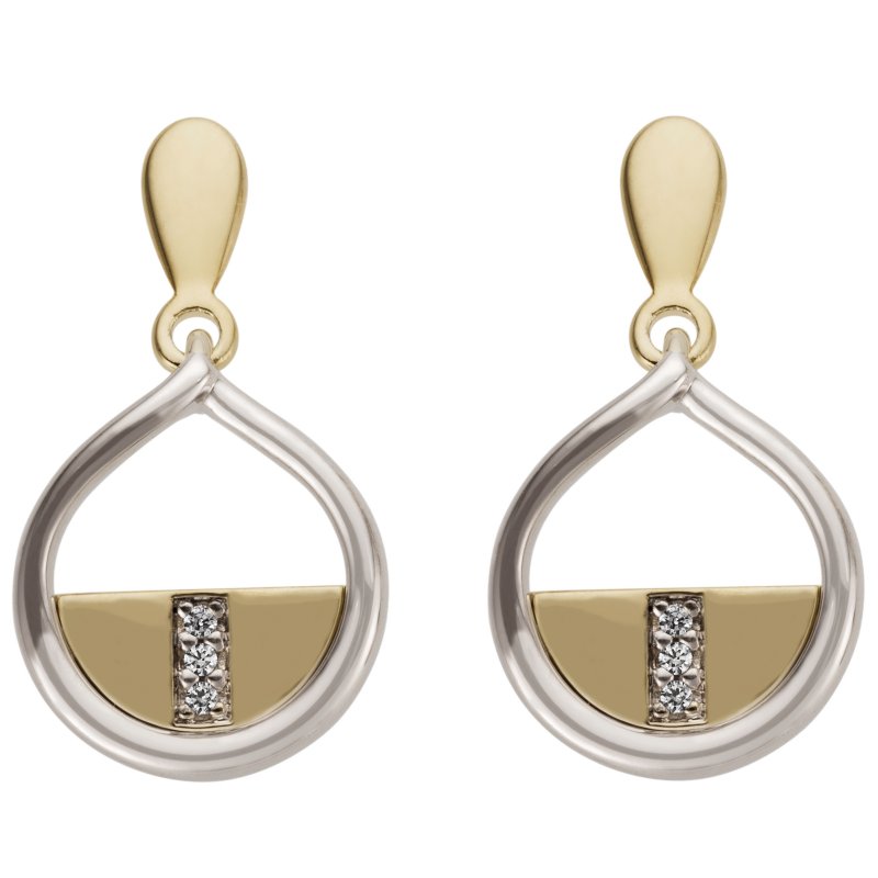 JOBO Ohrh�nger 585 Gold Wei�gold Gelbgold bicolor 6 Diamanten Brillanten 0,02ct.