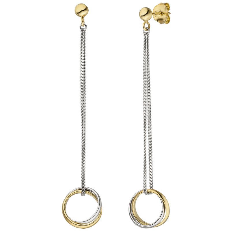 JOBO Ohrh�nger 925 Silber bicolor vergoldet Ohrringe Ohrstecker