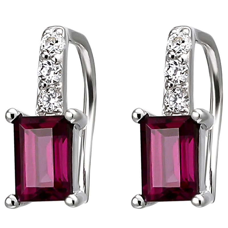 JOBO Ohrh�nger 925 Sterling Silber 2 Rhodolithe 6 Zirkonia Ohrringe