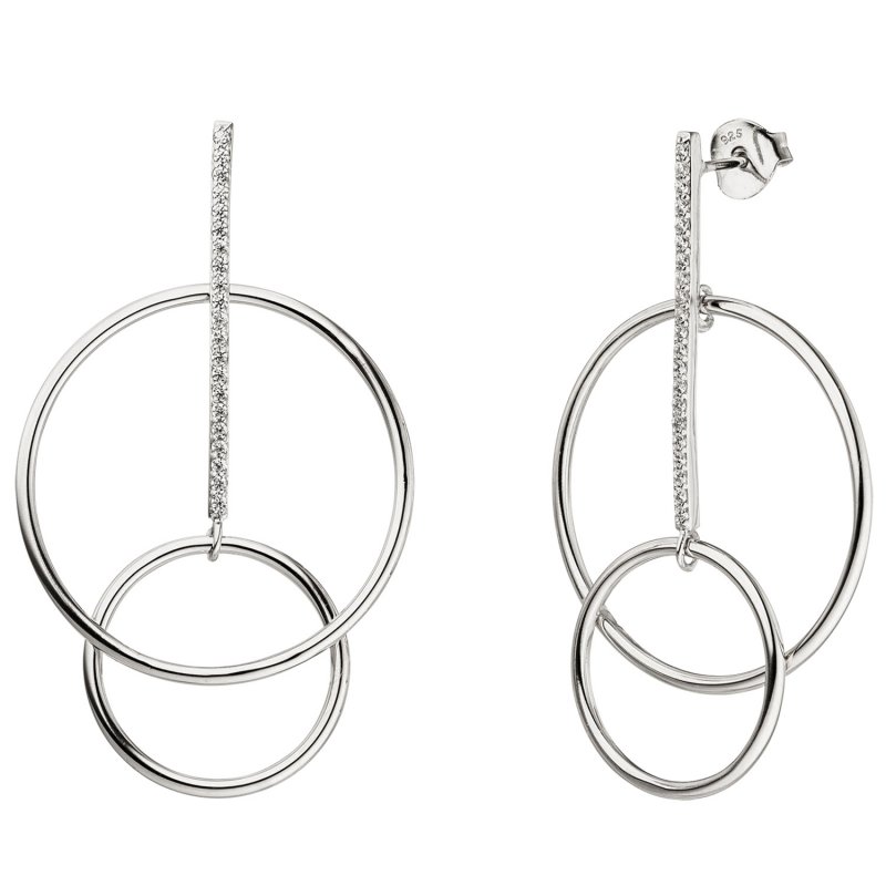 JOBO Ohrh�nger 925 Sterling Silber 42 Zirkonia Ohrringe Ohrstecker Silberohrringe
