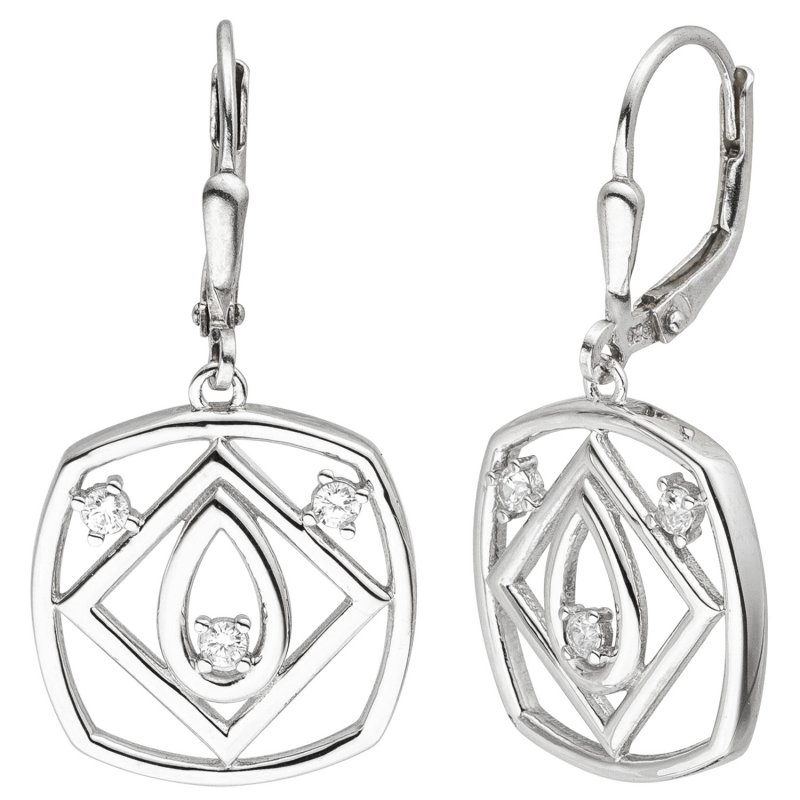 JOBO Ohrh�nger 925 Sterling Silber 6 Zirkonia Ohrringe Boutons Silberohrringe