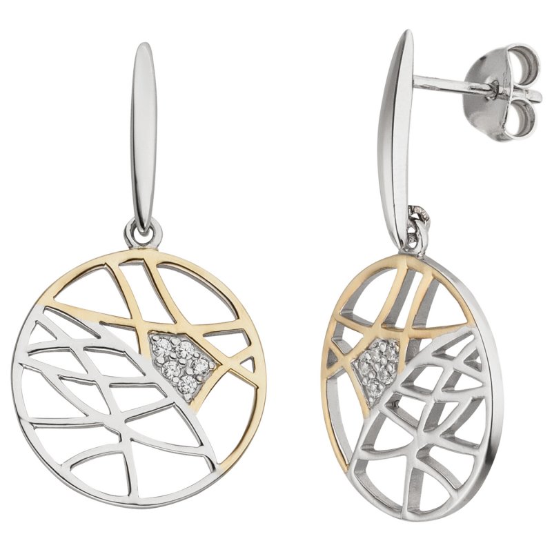 JOBO Ohrh�nger 925 Sterling Silber bicolor vergoldet 10 Zirkonia