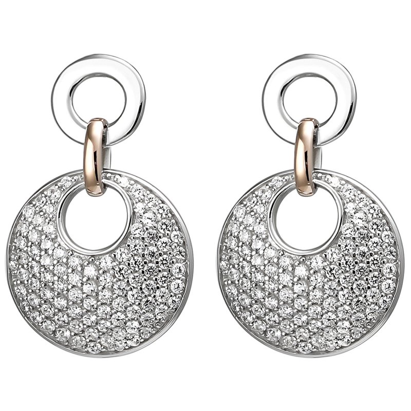 JOBO Ohrh�nger 925 Sterling Silber bicolor vergoldet 178 Zirkonia Ohrringe