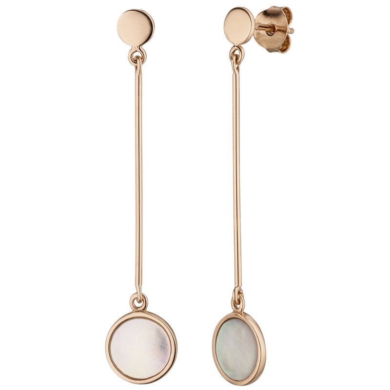 JOBO Ohrh�nger 925 Sterling Silber rotgold vergoldet 2 Perlmutt-Einlagen Ohrringe