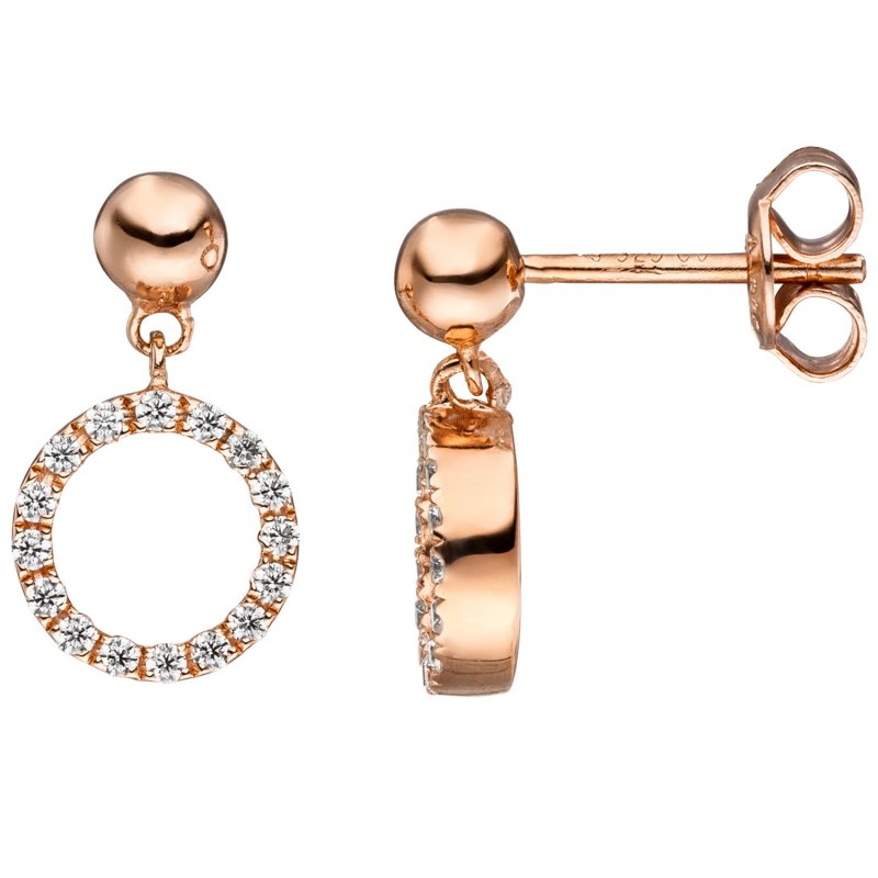 JOBO Ohrh�nger 925 Sterling Silber rotgold vergoldet mit 32 Zirkonia Ohrringe