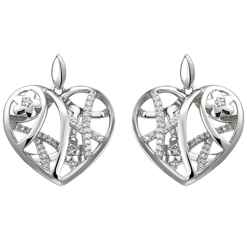 JOBO Ohrh�nger Herz/Blumen 925 Sterling Silber 70 Zirkonia Ohrringe