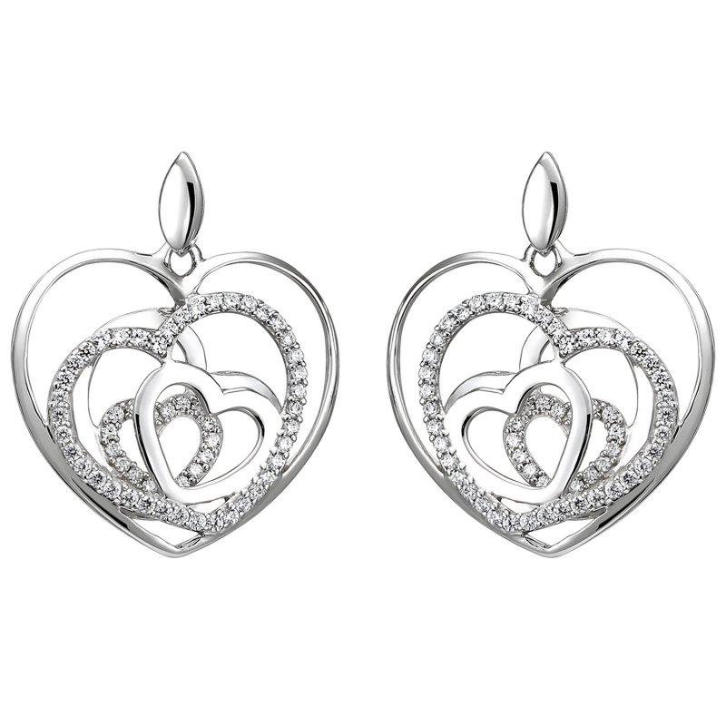 JOBO Ohrh�nger Herzen 925 Silber 114 Zirkonia Ohrringe