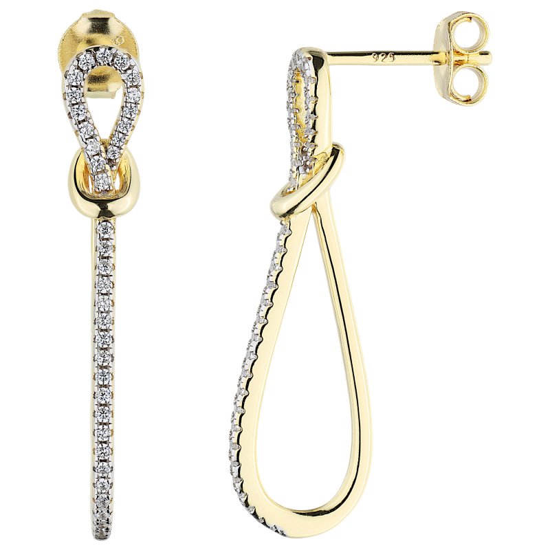 JOBO Ohrh�nger Schlaufe 925 Sterling Silber vergoldet 70 Zirkonia
