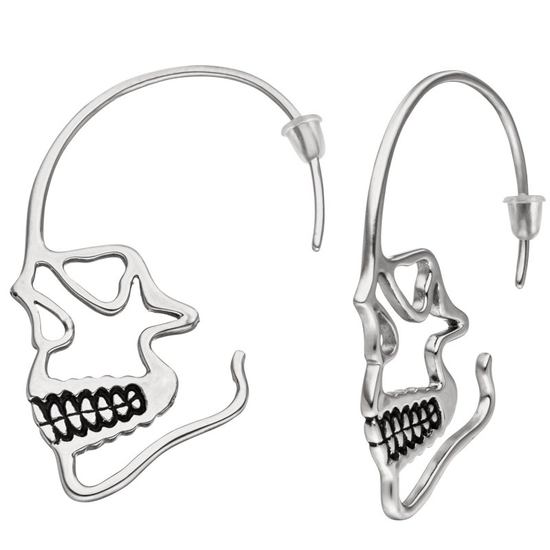 JOBO Ohrh�nger Totenkopf Totensch�del Edelstahl geschw�rzt Ohrringe