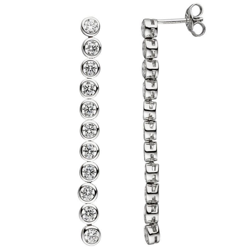 JOBO Ohrh�nger lang 925 Silber 22 Zirkonia Ohrringe Ohrstecker Silberohrringe