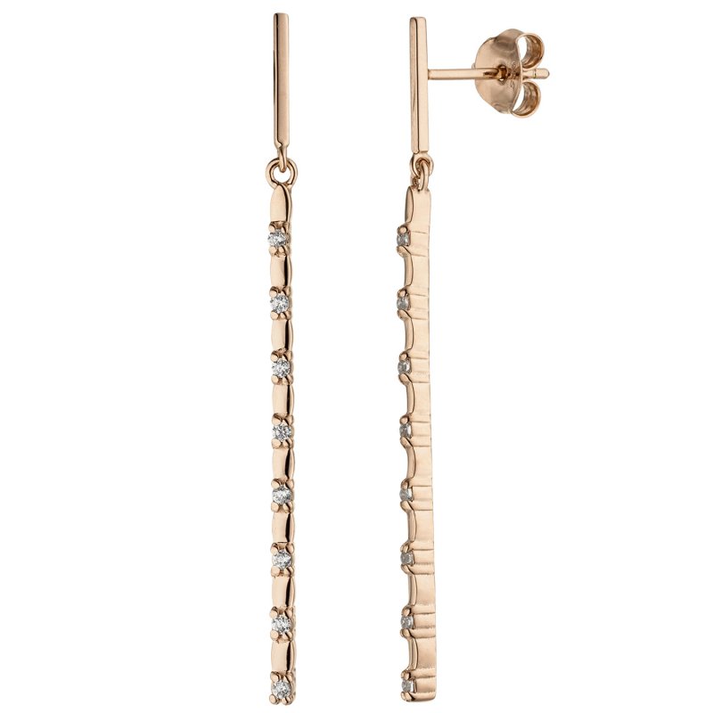 JOBO Ohrh�nger lang 925 Sterling Silber rotgold vergoldet 16 Zirkonia Ohrringe Ohrste