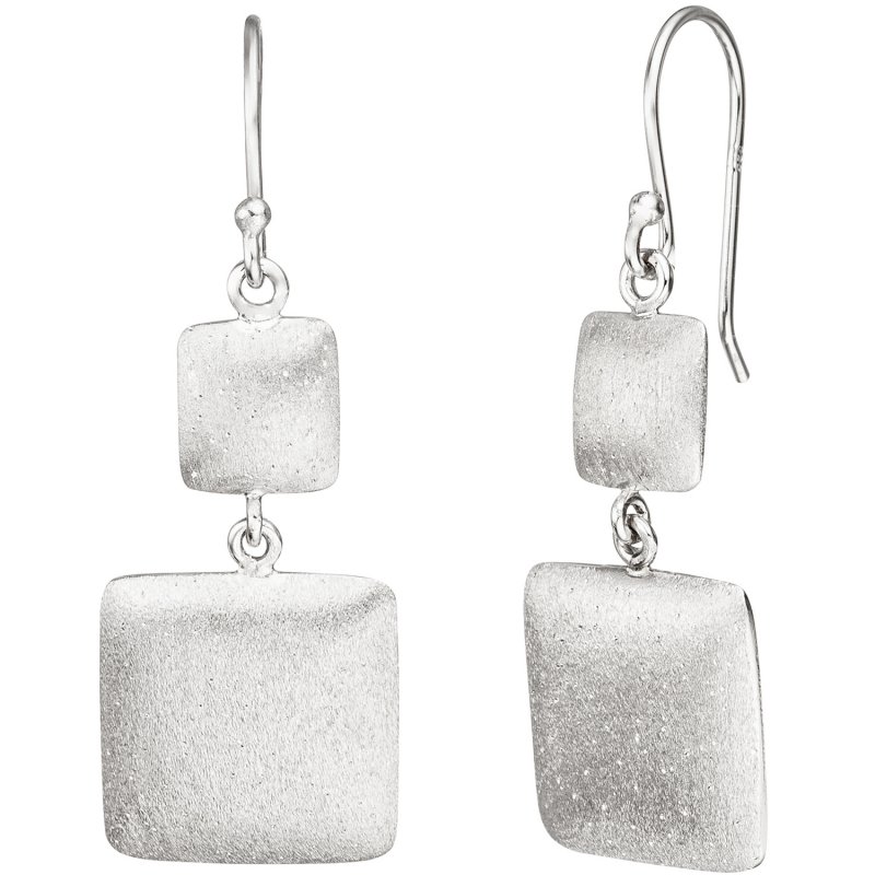 JOBO Ohrh�nger quadratisch 925 Sterling Silber matt mattiert Ohrringe Silberohrringe