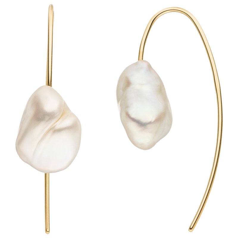 JOBO Ohrhaken 375 Gold Gelbgold 2 Keshi Perlen Ohrringe