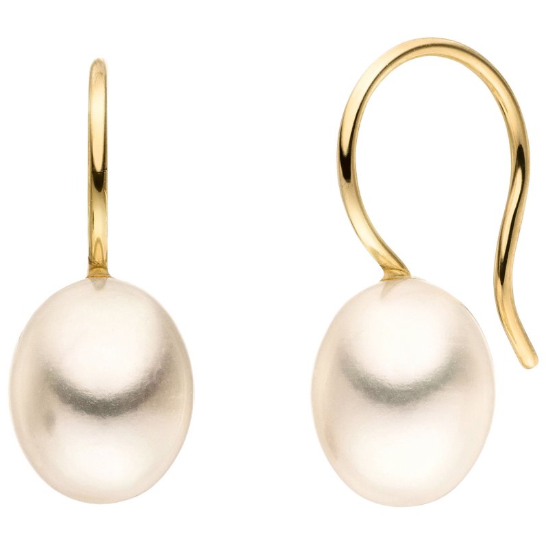 JOBO Ohrhaken 375 Gold Gelbgold 2 S��wasser Perlen Ohrringe Perlenohrringe