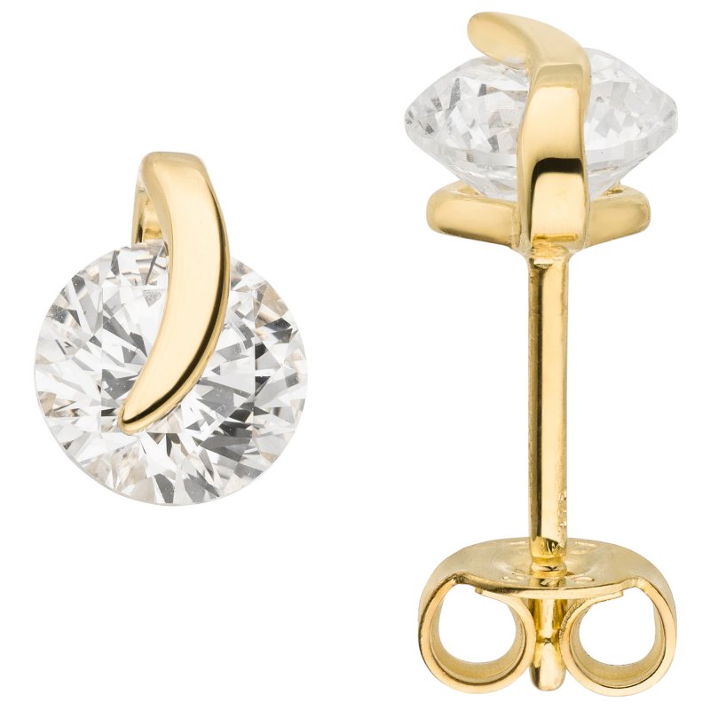 JOBO Ohrstecker 375 Gold Gelbgold 2 Zirkonia Ohrringe