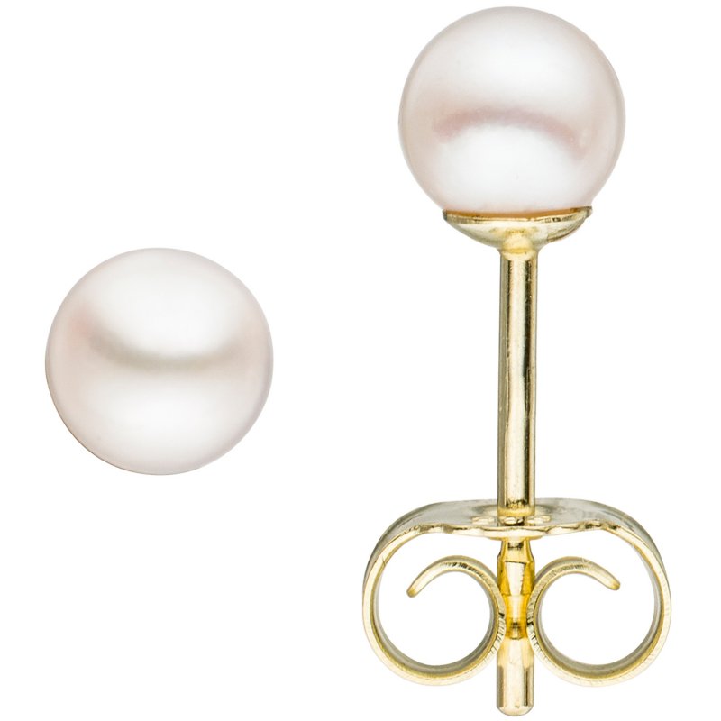 JOBO Ohrstecker 585 Gold Gelbgold 2 Akoya Perlen 4 mm