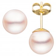 JOBO Ohrstecker 585 Gold Gelbgold 2 Akoya Perlen Ohrringe Perlenohrstecker