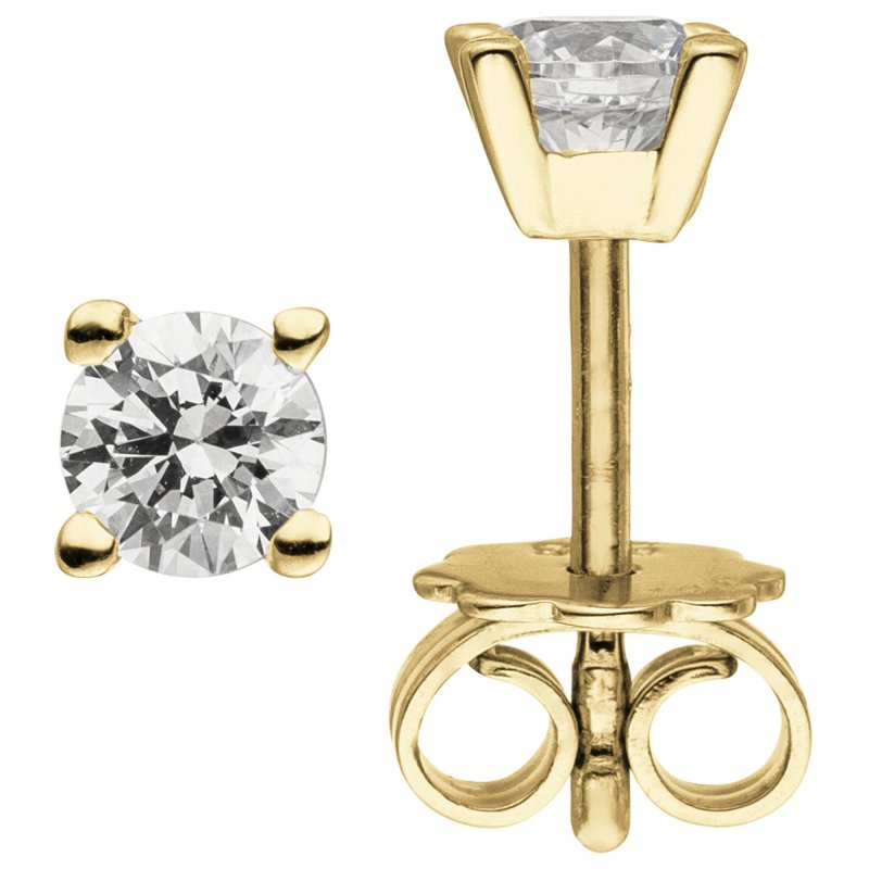 JOBO Ohrstecker 585 Gold Gelbgold 2 Diamanten Brillanten 0,50 ct. Ohrringe