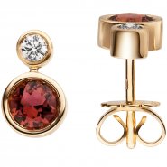 JOBO Ohrstecker 585 Gold Gelbgold 2 Rubellite 2 Diamanten Brillanten