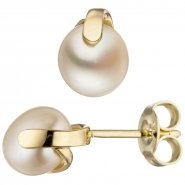 JOBO Ohrstecker 585 Gold Gelbgold 2 S��wasser Perlen Ohrringe Perlenohrstecker