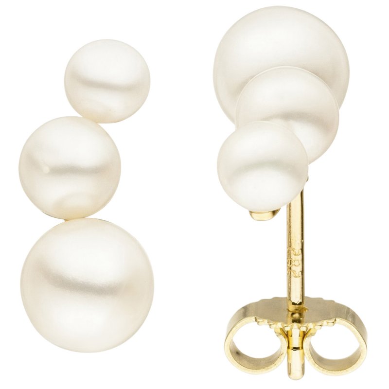 JOBO Ohrstecker 585 Gold Gelbgold 6 S��wasser Perlen Ohrringe Perlenohrringe